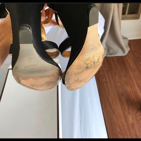 🖤Beautiful satin coach wedge sandals🖤 - Picture 4 of 7